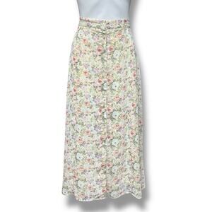 Vintage Casual Corner Midi Skirt Floral Pastel Button Front Lined Cottage Sz 10
